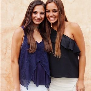 Anthropologie one shoulder black top